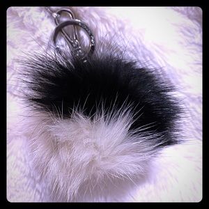 ~MK BLACK/WHITE FUR POM POM KEYCHAIN ~